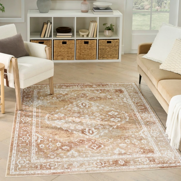 Nourison Astra Machine Washable Rust Multicolor ASW11 4 ft. X 6 ft. Rect. Rug