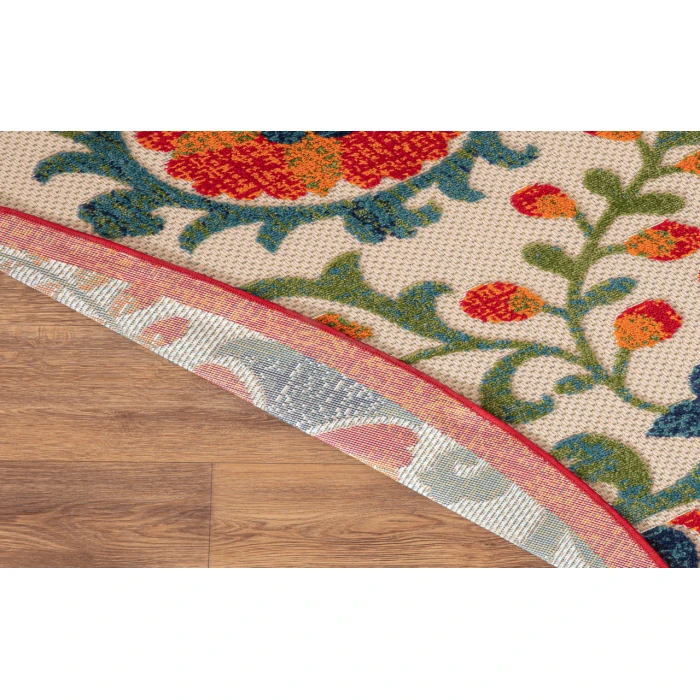Nourison Aloha Red Multicolor ALH17 7 ft. 10 in. Round Rug