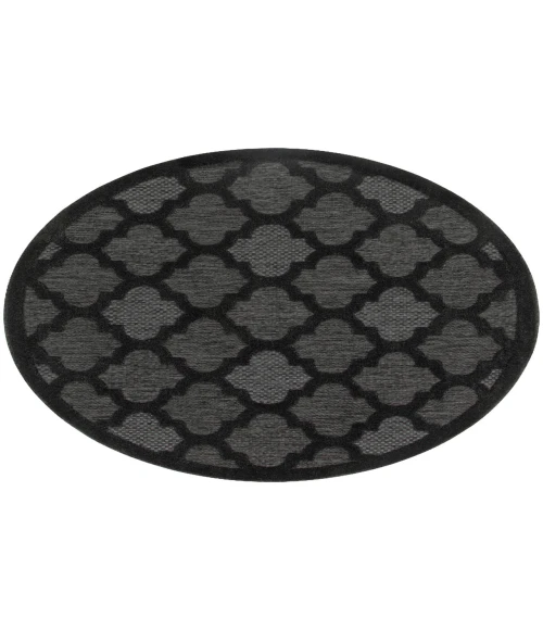 Nourison Easy Care Charcoal Black NES01 5 ft. Round Rug