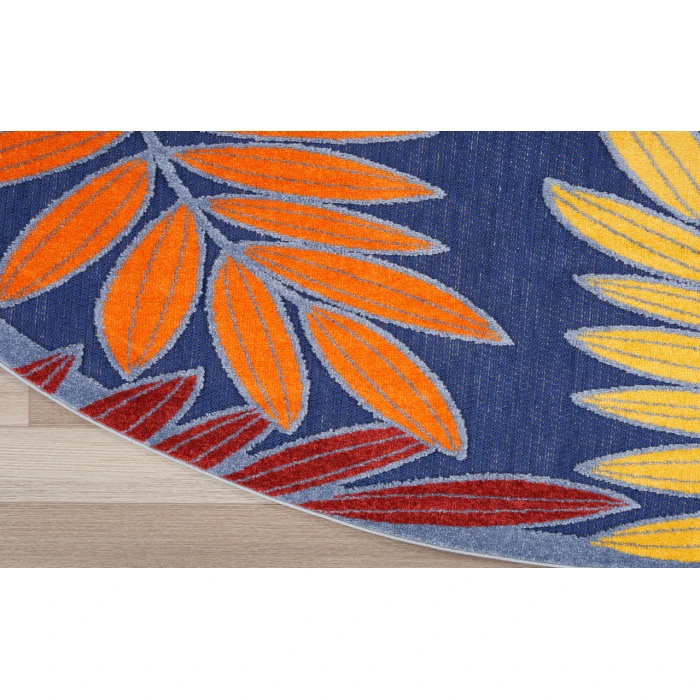 Nourison Aloha Navy Multicolor ALH18 5 ft. 3 in. Round Rug