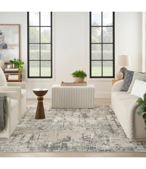 Nourison Quarry Ivory Blue Grey QUA01 5 ft. X 7 ft. Rect. Rug