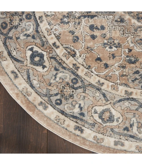Nourison Quarry Beige Grey QUA05 8 ft. X Round Rug