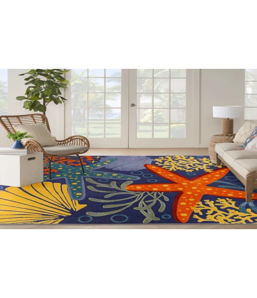 Nourison Aloha Navy Multicolor ALH24 7 ft. 10 in. X 10 ft. 6 in. Rectangle Rug