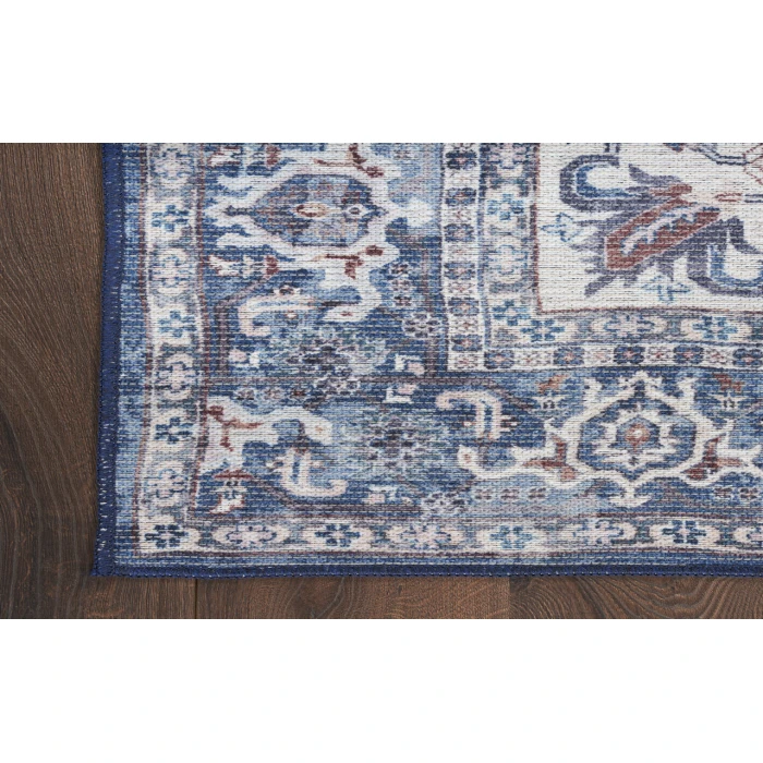 Nicole Curtis Machine Washable Series 1 Navy Ivory SR104 6 ft. X 9 ft. Rectangle Rug
