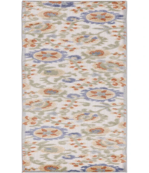Nourison Aloha Ivory Blue ALH17 2 ft. X 6 ft. Rectangle Rug