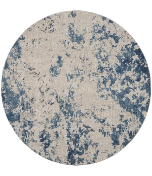Nourison Rustic Textures Area Rug RUS16 Grey/Blue 5'3" Round