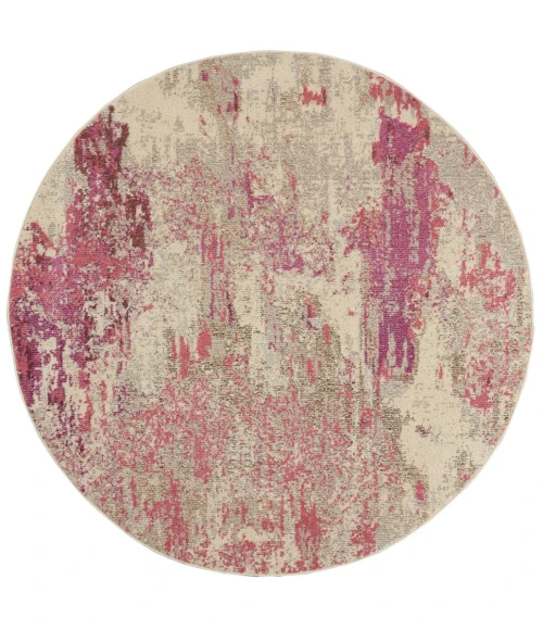 Nourison Celestial Round Area Rug CES02-Ivory/Pink