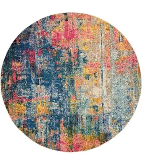 Nourison Celestial Round Area Rug CES09-Blue/Yellow