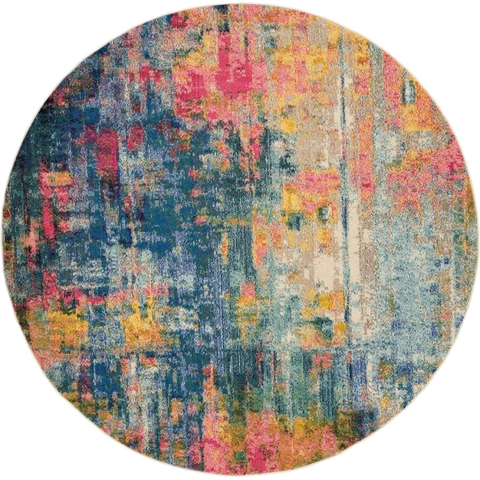 Nourison Celestial Round Area Rug CES09-Blue/Yellow
