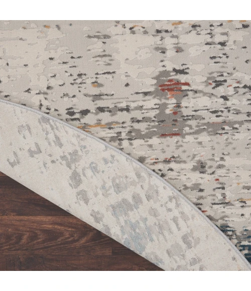 Nourison Rustic Textures Area Rug RUS14 Light Grey Multi 5'3" Round