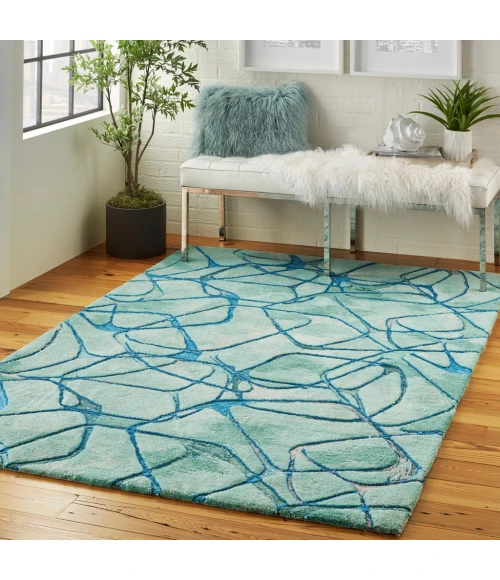 Nourison Symmetry Area Rug SMM05-Aqua Blue