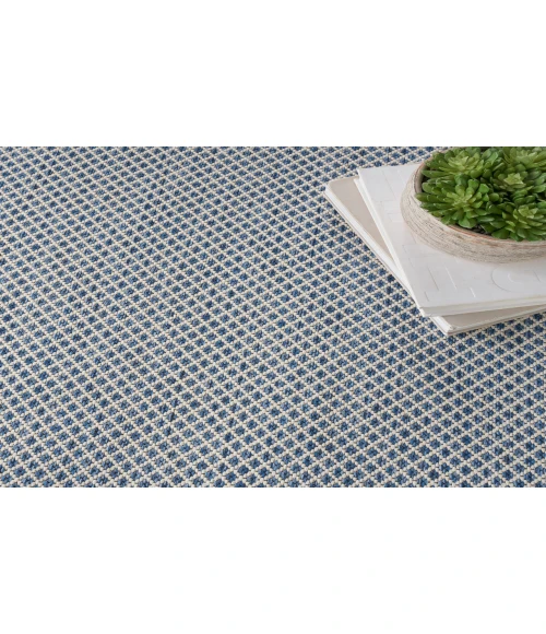 Nourison Courtyard Ivory Blue COU01 6 ft. Square Rug
