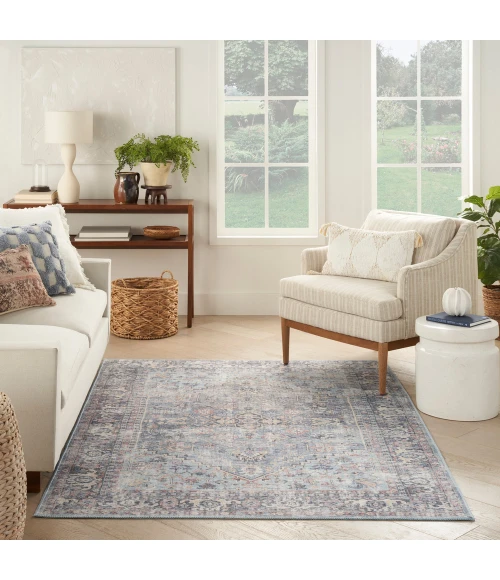 Nicole Curtis Machine Washable Series 1 Area Rug SR104 Light Grey/Blue