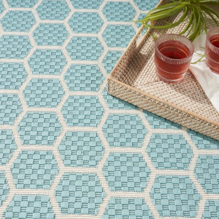 Nourison Twist Reversible Aqua TWS01 8 ft. X 10 ft. Rect. Rug