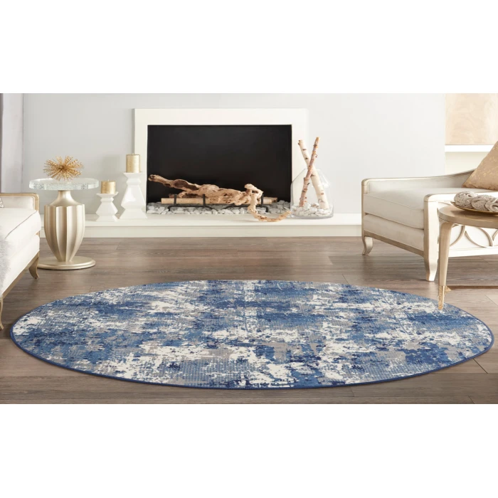 Nourison Grafix Navy Blue GRF38 8 ft. Round Rug