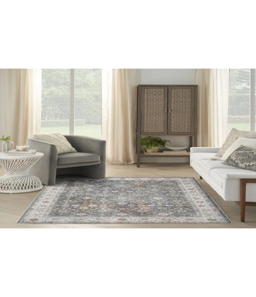 Nourison Astra Machine Washable Ivory Multicolor ASW16 4 ft. X 6 ft. Rectangle Rug