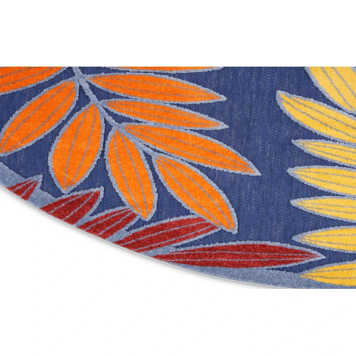 Nourison Aloha Navy Multicolor ALH18 5 ft. 3 in. Round Rug