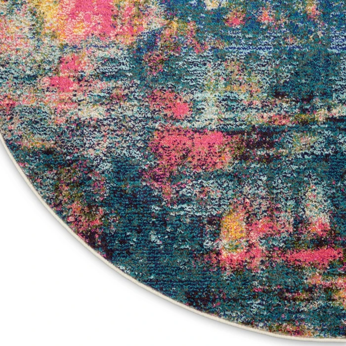 Nourison Celestial Round Area Rug CES09-Blue/Yellow