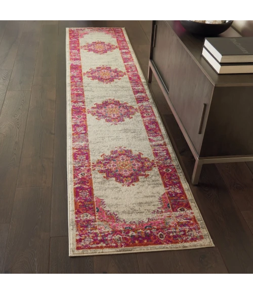 Nourison Passion Runner Area Rug PSN03-Ivory/Fuchsia
