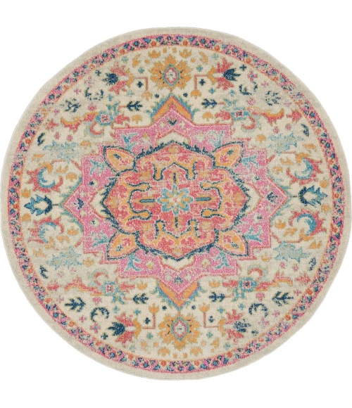 Nourison Passion Round Area Rug PSN25-Ivory/Pink