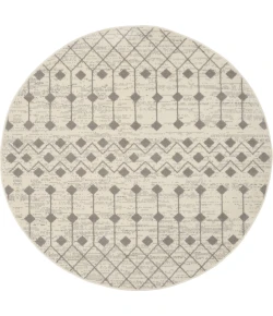 Nourison Home Grafix GRF37 Ivory/Grey 5 ft. 3 in. Round Area Rug
