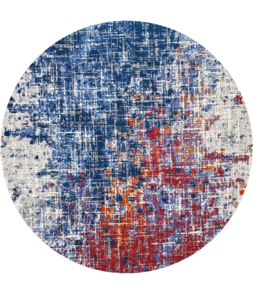 Nourison Twilight Round Area Rug TWI25 Red/Blue 8' Round