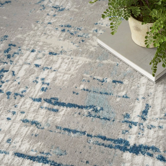 Nourison Quarry Ivory Grey Blue QUA01 4 ft. X Square Rug