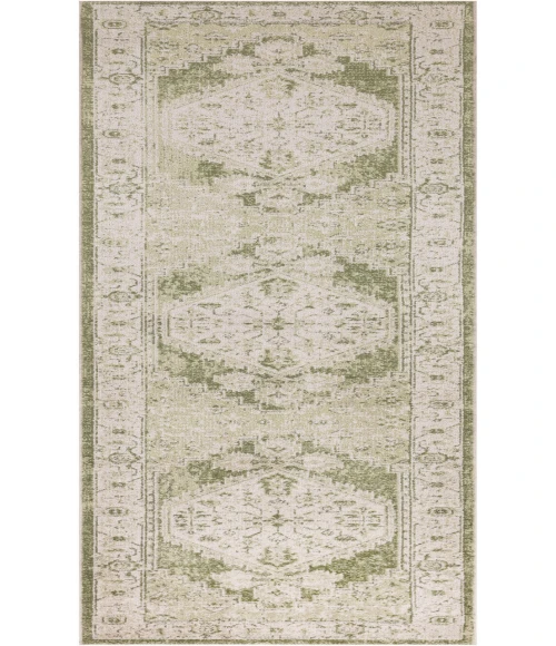 Nourison Astra Machine Washable Ivory Green ASW11 2 ft. 2 in. X 10 ft. Rectangle Rug