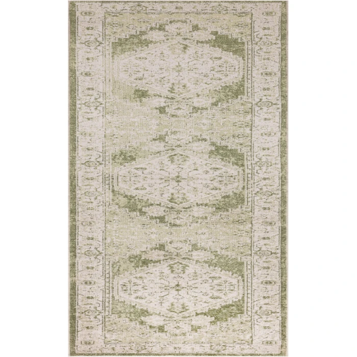 Nourison Astra Machine Washable Ivory Green ASW11 2 ft. 2 in. X 10 ft. Rectangle Rug