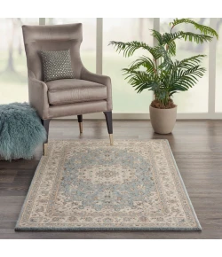 Nourison Home Living Treasures LI15 Aqua Ivory 3 ft. 6 in. X 5 ft. 6 in. Area Rug