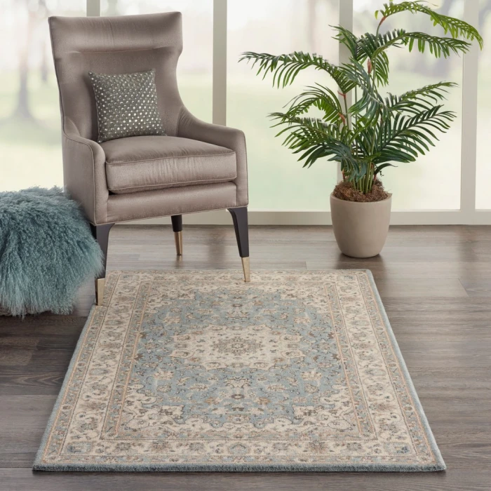 Nourison Living Treasures Area Rug LI15-Aqua/Ivory