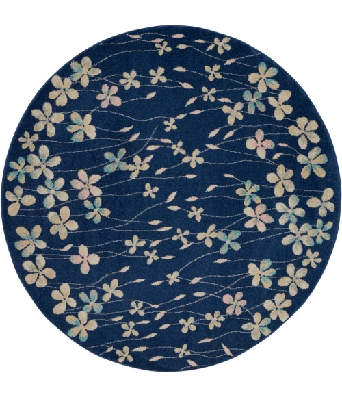 Nourison Tranquil Round Area Rug TRA04-Navy
