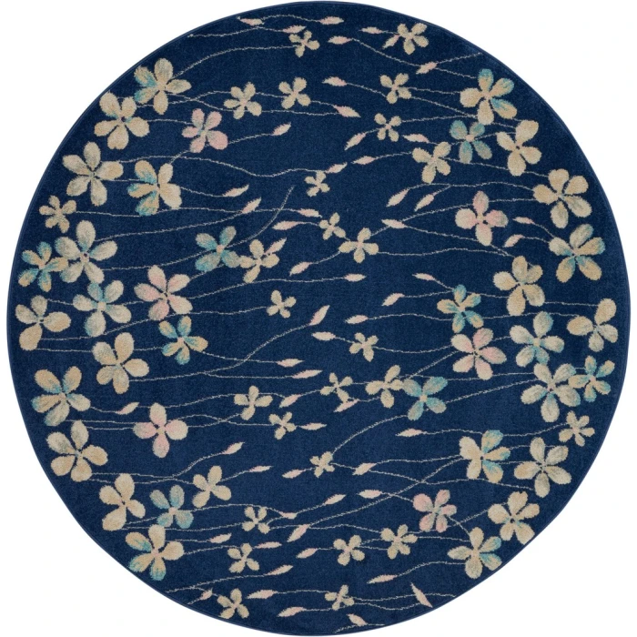 Nourison Tranquil Round Area Rug TRA04-Navy