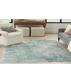 Nourison Home Astra Machine Washable ASW07 Blue Ivory 5 ft. 3 in. X 7 ft. Area Rug