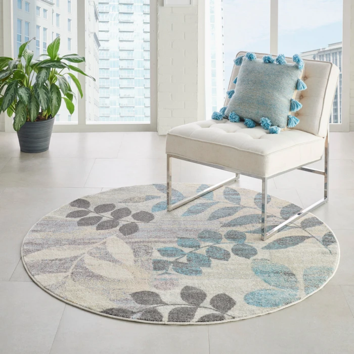 Nourison Tranquil(Traql) Area Rug TRA01 Ivory/Light Blue