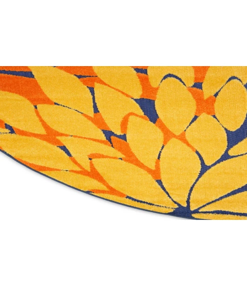 Nourison Aloha Navy Multicolor ALH05 5 ft. 3 in. Round Rug