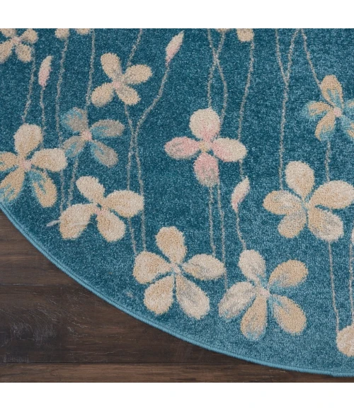 Nourison Tranquil Round Area Rug TRA04-Turquoise
