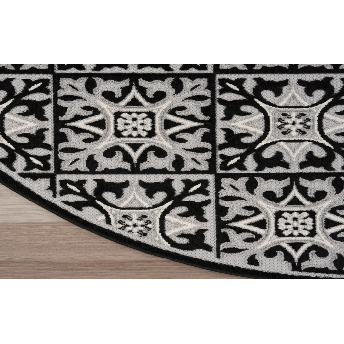 Nourison Aloha Black White ALH34 7’10” Round Rug