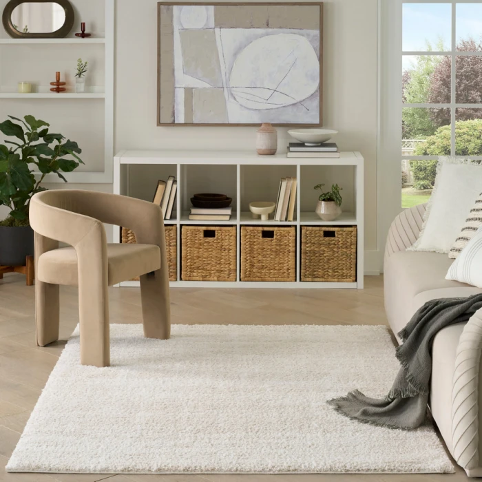 Nourison Home Modern Shag Ivory Beige MMD04 5 ft. 3 in. X 7 ft. Rectangle Rug