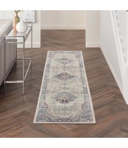 Nourison Home Vintage Kashan VKA07 Ivory Blue 2 ft. X 6 ft. Area Rug