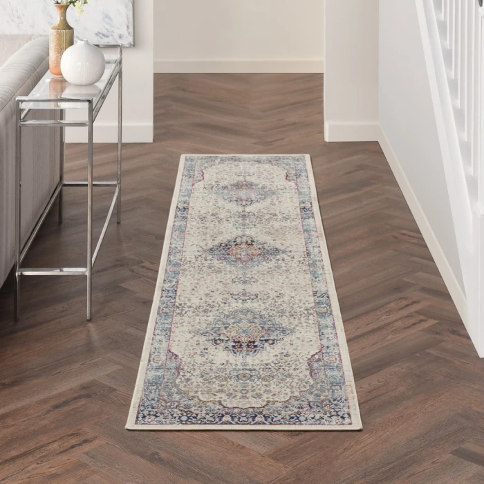 Nourison Vintage Kashan Area Rug VKA07-Ivory Blue