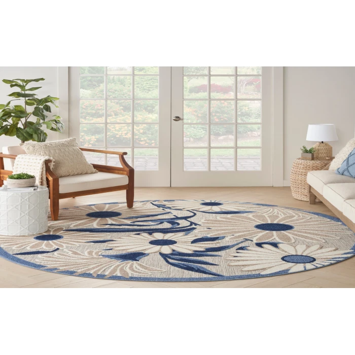 Nourison Aloha Blue Grey ALH33 5 ft. 3 in. Round Rug