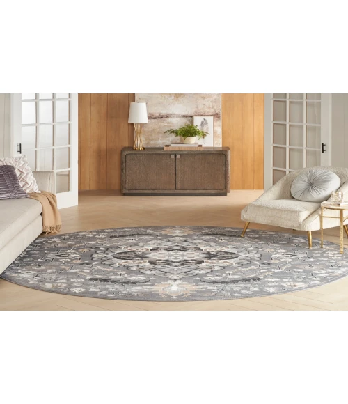 Nourison Elation Grey ETN09 5 ft. 3 in. Round Rug