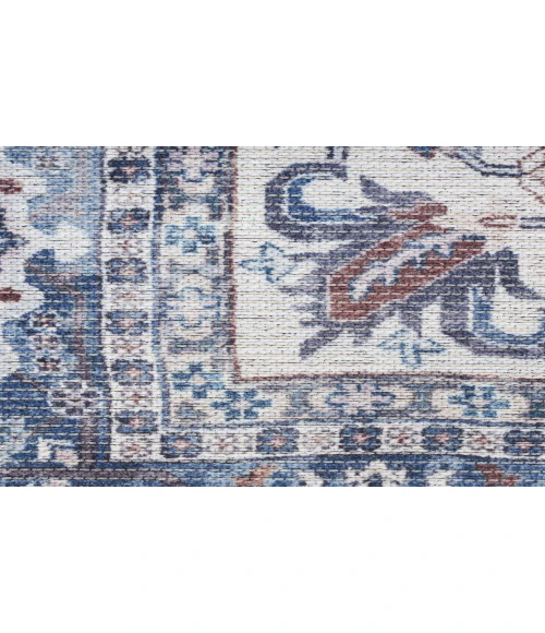 Nicole Curtis Machine Washable Series 1 Navy Ivory SR104 4 ft. X 6 ft. Rectangle Rug