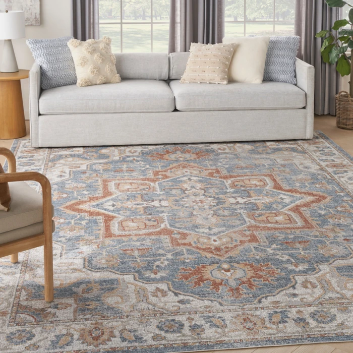 Nourison Astra Machine Washable Area Rug ASW12 Denim Multi