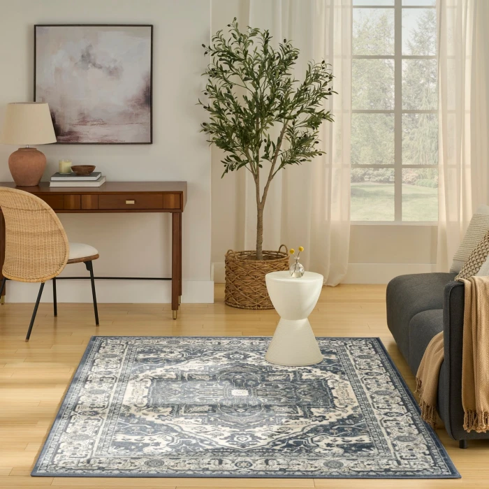 Nourison Quarry Navy Ivory QUA18 4 ft. X 6 ft. Rect. Rug
