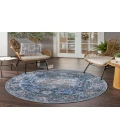 Nicole Curtis Machine Washable Series 1 Ivory Navy SR101 5 ft. 3 in. Round Rug
