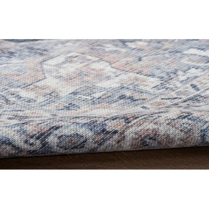 Nicole Curtis Machine Washable Series 1 Ivory Navy SR101 5 ft. 3 in. X 7 ft. 3 in. Rectangle Rug