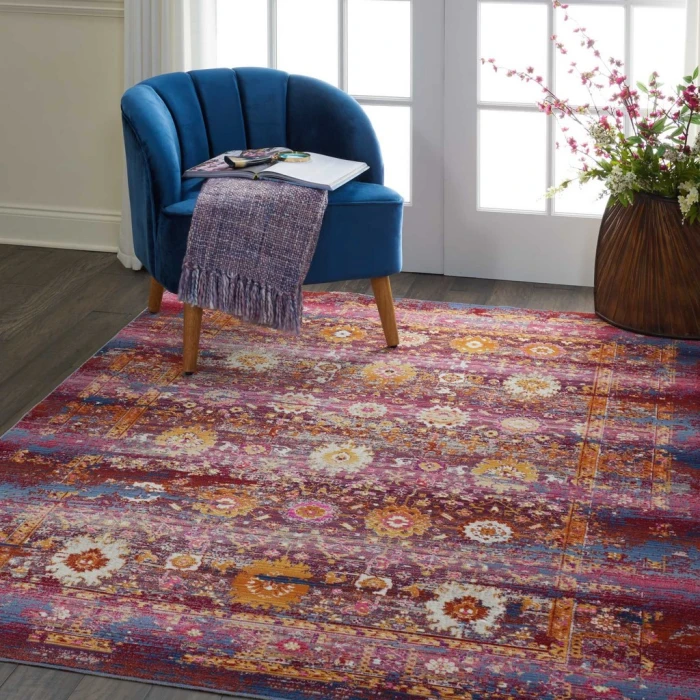 Nourison Vintage Kashan Area Rug VKA03-Red/Multicolor