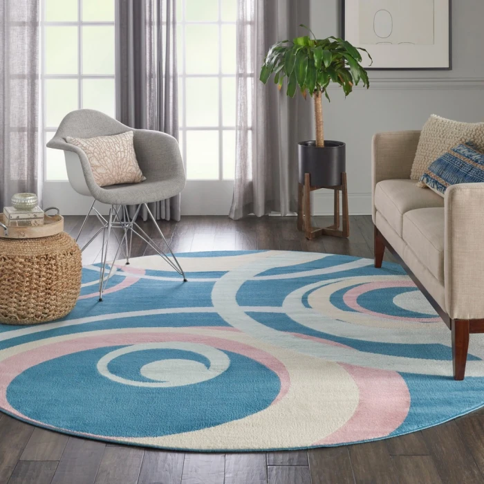 Nourison Grafix Round Area Rug GRF21-Blue Multi Colored